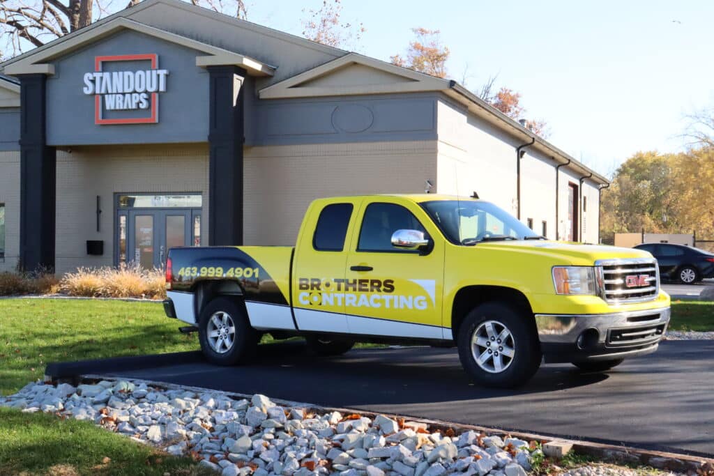 Contracting truck after being wrapped by Standout Wraps