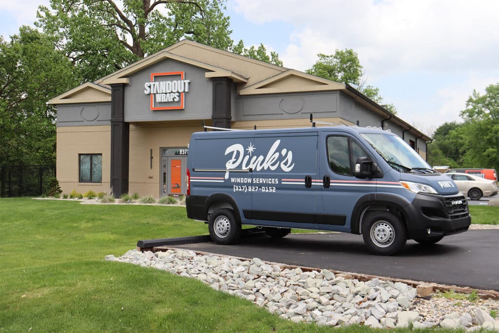 Pink's Window Services van wrap in Indianapolis, IN