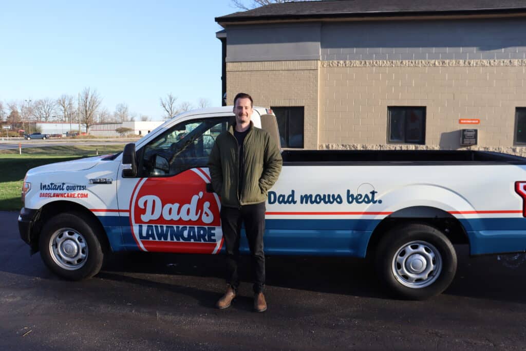 Dad's Lawncare truck wrap in Indianapolis, IN