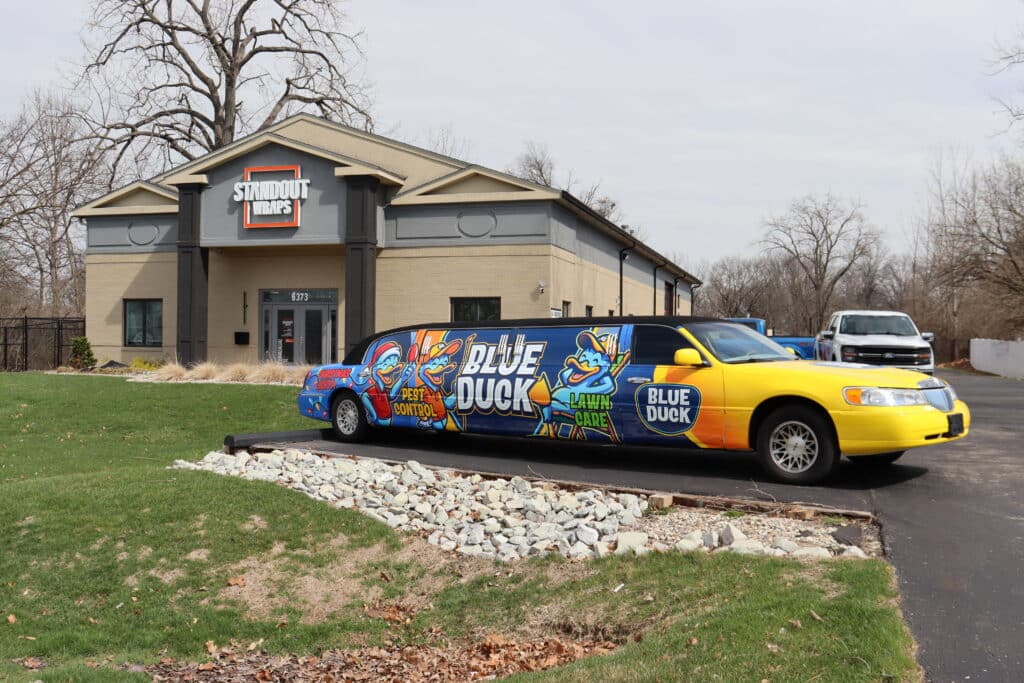 Blue Duck Lawn Care vehicle wrap in Indianapolis, IN